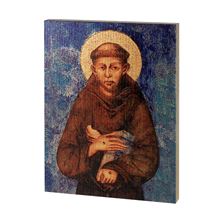 ST. FRANCIS GOLD EMBOSSED WOODEN PLAQUE