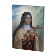 ST. THERESE GOLD EMBOSSED WOODEN PLAQUE