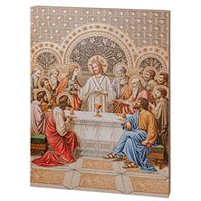 LAST SUPPER GOLD EMBOSSED WOODEN PLAQUE