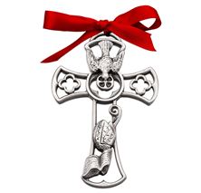 PEWTER CONFIRMATION CROSS WITH DOVE