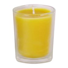 100% BEESWAX DEVOTIONAL VOTIVE CANDLE IN GLASS - 2" x 2 1/2"