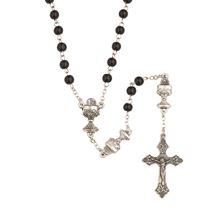 BLACK BEAD EUCHARISTIC ROSARY WITH CHALICE