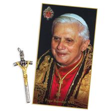 POPE BENEDICT XVI TU-TONE PAPAL CRUCIFIX WITH HOLY CARD