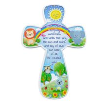 GOD CREATED EVERYTHING CHILDREN'S CROSS PLAQUE