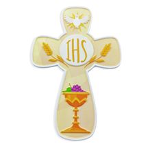 EUCHARISTIC KEEPSAKE CROSS SHAPED WALL PLAQUE