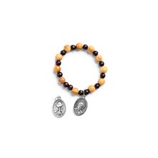 BL. CARLO ACUTIS OLIVE AND WALNUT WOOD BEAD ROSARY BRACELET