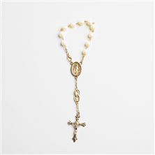 BRIDE'S AUTO ROSARY - FROSTED WHITE GLASS BEADS