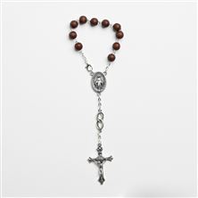 GROOM'S AUTO ROSARY - BROWN WOOD BEADS