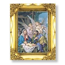 NATIVITY PRINT IN ORNATE GOLD FRAME - 4 1/2"