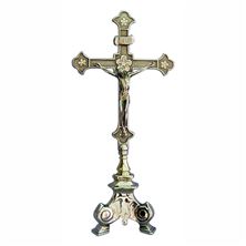BRASS CRUCIFIX ON THREE POINT BASE