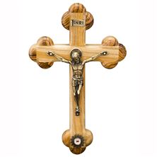 OLIVE WOOD CRUCIFIX WITH CLOTH TOUCHED TO BIRTHPLACE OF JESUS