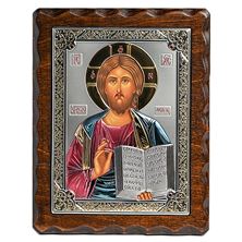 CHRIST THE TEACHER SILVER ICON WITH COLOR