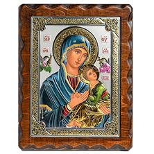 OUR LADY OF PERPETUAL HELP SILVER ICON WITH COLOR