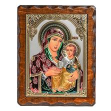 OUR LADY OF JERUSALEM SILVER ICON WITH COLOR