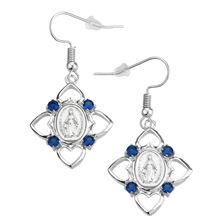 STERLING SILVER MIRACULOUS MEDAL WITH HEARTS EARRINGS