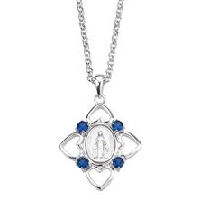 STERLING SILVER MIRACULOUS MEDAL WITH HEARTS PENDANT