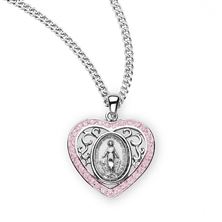 HEART SHAPED MIRACULOUS MEDAL - PINK ACCENTS
