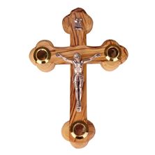 OLIVE WOOD CRUCIFIX WITH KEEPSAKES