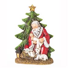 KNEELING SANTA WITH CHRISTMAS TREE STATUE - 6 1/4"
