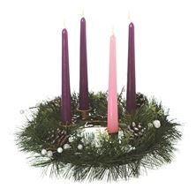 PINE ADVENT WREATH WITH SILVER DETAIL