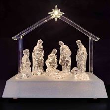 LIGHTED ACRYLIC NATIVITY UNDER STAR AND STABLE
