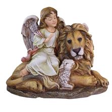 ANGEL WITH LION AND LAMB - 14 ½” x 11 ½” x 10"