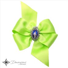 HAIR BOW WITH MIRACULOUS MEDAL - GREEN
