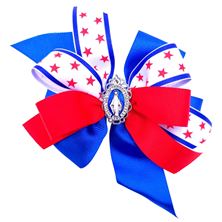 HAIR BOW WITH MIRACULOUS MEDAL - RED, WHITE and BLUE