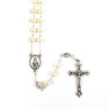 FATIMA MEDAL ROSARY - CREAM