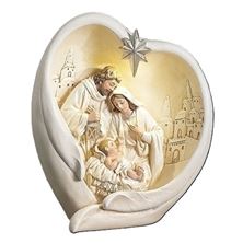 LIGHTED HOLY FAMILY IN ANGEL WINGS - 10"