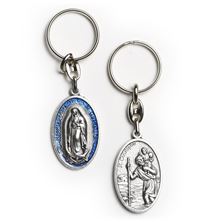OUR LADY OF GUADALUPE and ST. CHRISTOPHER PEWTER KEY CHAIN