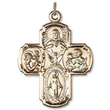 14KT GOLD 4-WAY MEDAL - 1 3/8" x 1"