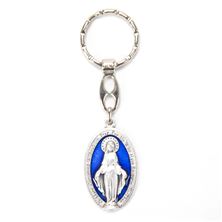 BLUE ENAMEL MIRACULOUS MEDAL KEY CHAIN