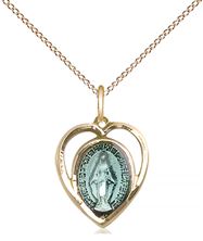 14KT GOLD FILLED MIRACULOUS PENDANT WITH CHAIN - 5/8" x 1/2"