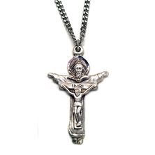 STERLING SILVER TRINITY CRUCIFIX PENDANT WITH CHAIN - 1 3/4" x 1"