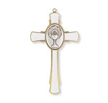 GOLD AND WHITE 5" COMMUNION CROSS