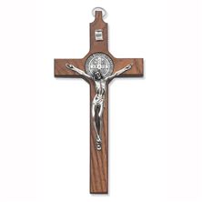 ST. BENEDICT STAINED OAK CRUCIFIX