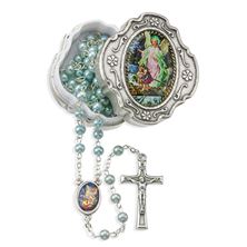 BLUE GUARDIAN ANGEL ROSARY WITH BOX