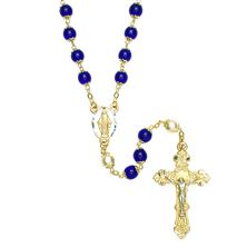 DARK BLUE GLASS BEAD GOLD-PLATED ROSARY