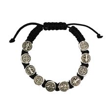 ST. BENEDICT MEDAL CORDED BRACELET - BLACK