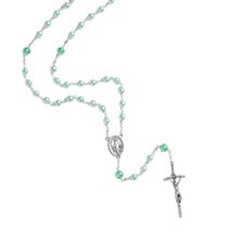 ROSARY OF HOPE - GREEN PEARL BEAD WITH MIRACULOUS MEDAL CENTER