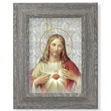 SACRED HEART OF JESUS FRAMED ART - 7 1/2" X 9 1/2"