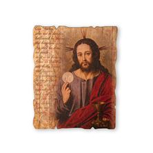 EUCHARISTIC WOOD WALL PLAQUE WITH OUR FATHER PRAYER - 4 1/4" X 5 1/4"