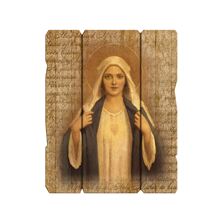 IMMACULATE HEART OF MARY VINTAGE WOOD PLAQUE - 7 1/2" x 9"