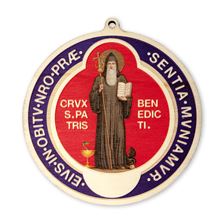 ST. BENEDICT LASER CUT WOOD DOOR MEDAL