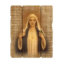 IMMACULATE HEART OF MARY VINTAGE WOOD PLAQUE - 14"