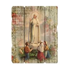 OUR LADY OF FATIMA VINTAGE WOOD PLAQUE- 14”
