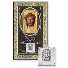 HOLY SHROUD HAND ENGRAVED PEWTER MEDAL ON 24” CHAIN – WITH PAMPHLET