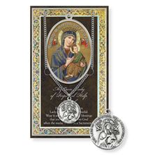 OUR LADY OF PERPETUAL HELP HAND ENGRAVED PEWTER MEDAL ON 18” CHAIN – WITH PAMPHLET