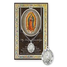 OUR LADY OF GUADALUPE HAND ENGRAVED PEWTER MEDAL ON 18” CHAIN – WITH PAMPHLET